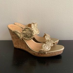 NWOT Jack Rogers Gold Cork Wedge. Size 8.